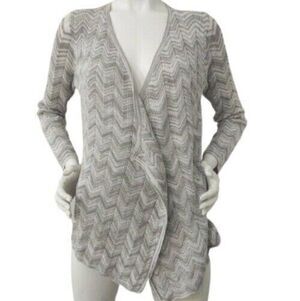 Chico's Large (2) Open Front Cardigan Sweater metallic Long Sleeve+ Matching Ves